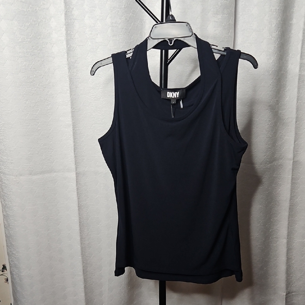 DKNY Black Halter Built Into a Tank Women's Top